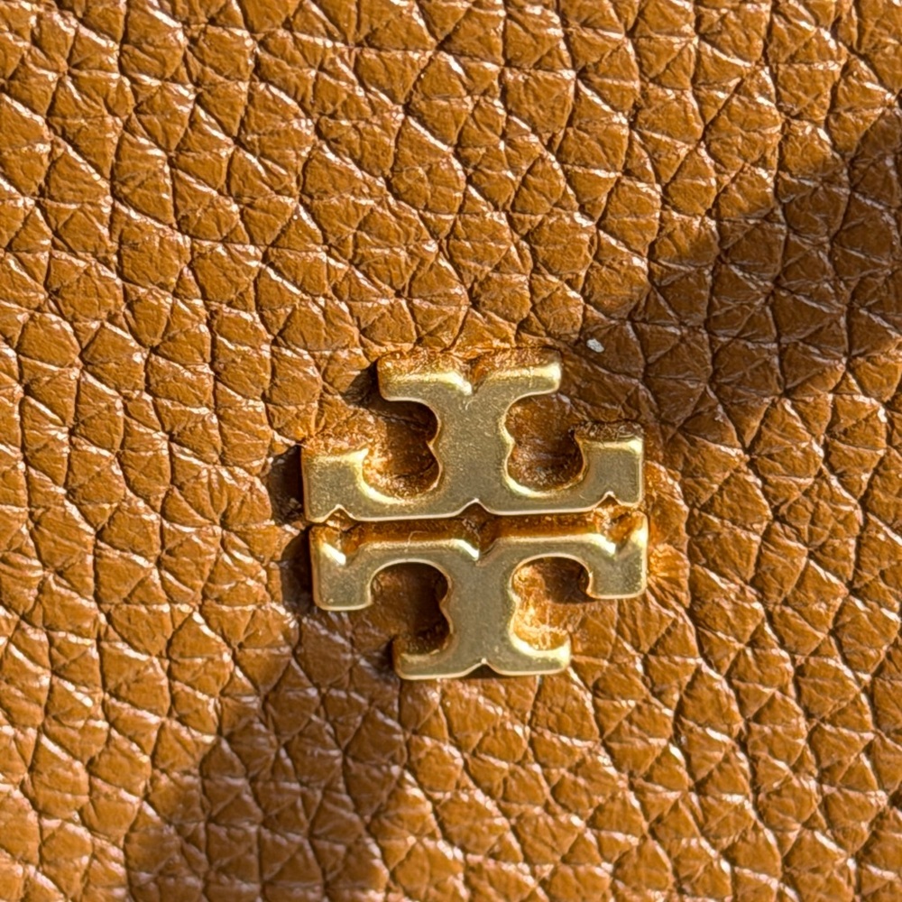 Tory Burch Brown Leather Tote with Exterior Zip Pocket - Picture 7 of 11
